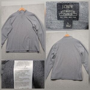 J.Crew Authentic Fleece Men's L Gray 1/4 Zip Pullover Mock Neck Sweatshirt